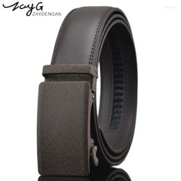 Belts ZAYG Luxury Men Belt Business Style Genuine Leather For High Quality Brand Automatic Ratchet Buckle Brown Black