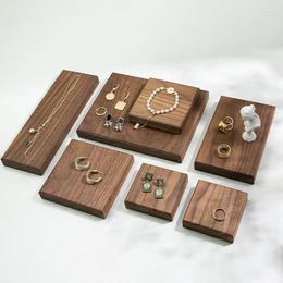 Jewelry Pouches Wood Square Walnut Stamps Block Pad Bracelet Holder Jewellery Display Stand Cosmetics Organizer Ring Doll Sheet Customized