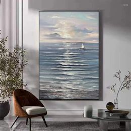 Pinturas naturais ondas marítimas paisagem pintura a óleo canvas de parede artes em casa imagem de arte moderna para a sala de estar sem moldura