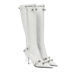 balencigaa Cagole lambskin leather kneehigh Balenicass boots Boots stud buckle embellished side zip shoes pointed Toe stiletto heel tall boot luxury designers sho