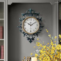 Wall Clocks Retro Vintage European Style Living Room Large Decorative Concise 19 Inch Mute Silent Quartz Movement Sweep Second H