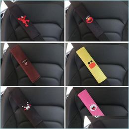 Safety Belts Accessories Car Supplies Safety Belt Shoder Pad Kumamoto Bear/Elmo/Cartoon Interior Seat Protection Fit All Cars Drop D Dhq6M