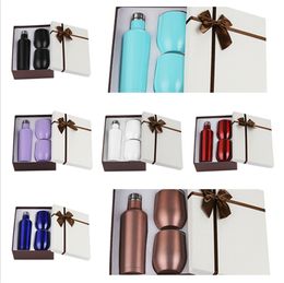 Sublimation Wine tumbler set 500ml mix Colours tea sets stainless steel double wall insulated with wine bottle two tumblers gift sets for christmas festival