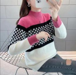 Women's sweaters Long Sleeve Knit Turtleneck Pulls Sweater Casual Rib Jumper Tops Female Home Pullover Y2K Clothes