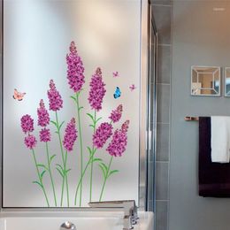 Window Stickers Film Frosted Stained Static Cling Light-transparent Opaque Privacy Door Sticker Glass Films Digital Print Poster Lavende