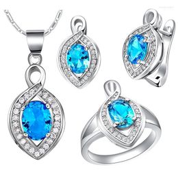 Necklace Earrings Set & 2022 Cool White Gold Cover Women Wedding/Anniversary Ring T452-9#