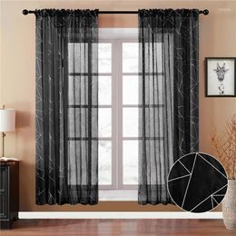 Curtain Sheer Curtains For Living Room Red Geometric Nordic Style Window Decor Chiffon Voile Tulle Kitchen Home Custom