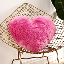 Pillow Fluffy Soft Plush Pillowcase Heart Shaped Fauxs Wool Fur Pillowslip Sofa Car Decor Washable