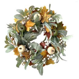 Decorative Flowers Fall Pumpkin Wreath Year Round For Front Door Artificial Family Autumn