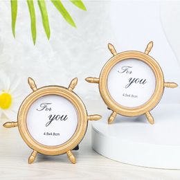 50PCS Beach Theme Wedding Party Favors Gold Ship Wheel Photo Frame Place Card Holder Table Decoration Supplies