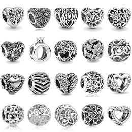 925 Sterling Silver Dangle Charm Women Beads High Quality Jewellery Gift Wholesale Colour Crown Mom Love Heart Life Tree DIY Bead Fit Pandora Charms Bracelet DIY 004