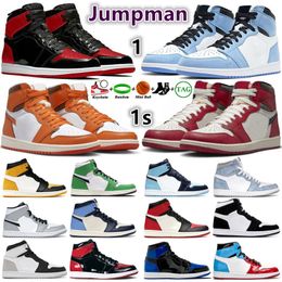 Vente en gros 1s chaussures de basket-ball pour hommes femmes Jumpman 1 high OG Bred Patent Royal Bordeaux University Blue Hand Crafted trainers sneakers