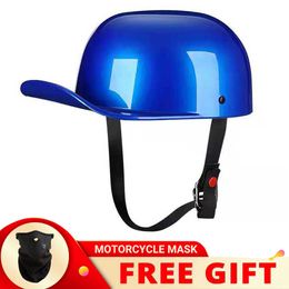 Cycling Helmets Japanese Korean Vintage Cafe Racer Half Open Face Motorcyc Helmet Baseball Cap Retro Ectric Motorbike Scooter Riding Casque L221014