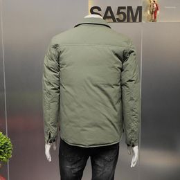 Men's Down Winter Mens Casual Slim Jacket Turn-down Collar Warm White Duck Coat Army Green Parkas Men Windbreaker Oversize 4XL