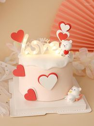 Festive Supplies Baby Birthday Party Decoration Cake LOVE Luminous Lamp Bear Heart Shower Kids Favours Decor Gifts Ornament