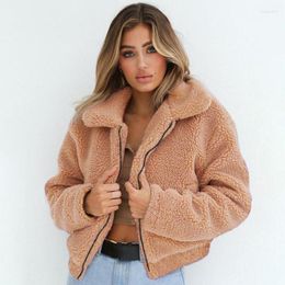 Women's Fur Lamb Coat Sweatshirts Fashion Women Autumn Winter Solid Long Sleeve Zipper Pullovers Thicken Warm Casual Jackets 7Q2212