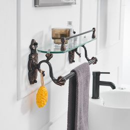 Bathroom Shelves Brass For Tempered Glass Shelf Towel Rack Shower Wall Accessories WF-88815