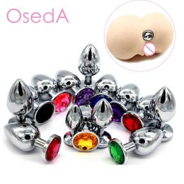 Beauty Items 3PCS Stainless Smooth Steel Ass Anal Plug Butt Set Crystal Jewellery Butplug SM Gay sexy Toys For Femme Men Prostata Massager