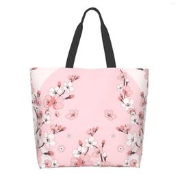 Storage Bags Reusable Shopper Sack Shoulder Canvas Shopping Bag Tote For Women Beach School Casual Large Kawaii Cute Flower