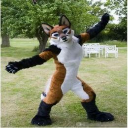 Mascot doll costume Fox Long Fur Fursuit Brown Husky Dog Mascot Costume Party Game Dress Adult Size Outfits Halloween Outdoor Decorations