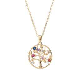 Pendant Necklaces Zircon Hollow Out Colorf Tree Of Life Necklace Wedding Valentines Day Gift Womens Jewellery Drop Delivery 2022 18Nxz