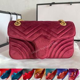 Velvet Marmont Crossbody Bag 5A Women Chain Flap Shoulder Bags Gold Hardware Solid Color Handbags Purse Interior Zip Pocket 26cm 22cm