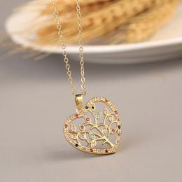 Pendant Necklaces Lovely Versatile Tree Of Life Necklace Colorf Zircon Wedding Valentines Day Gift Women Jewelry Drop Delivery 2022 18Urv