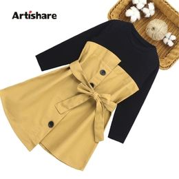 Teens Girls Dress Patchwork Dress For Girls Long Sleeve Dress Kids Dresses for Girls Autumn Children Clothes 6 8 10 12 14 211027