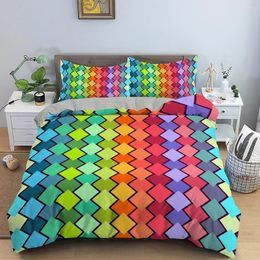 Bedding Sets Geometric Printed Set Colorful Stripe Duvet Cover For Kids Children Quilt 2/3Pcs Microfiber Fabric Home Textile