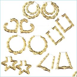 Hoop Huggie Bamboo Hoop Earrings Women Vintage Golden Circle Hiphop Jewellery Fashion Earring 220 R2 Drop Delivery 2022 Dh7J2