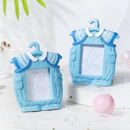 50PCS Baby Boy Shower Favors Blue Baby Clothes Picture Frame One-piece Suit Place Card/Photo Holder Birthday Party Decoration Supplies