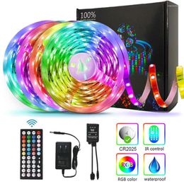 Strips LED Strip Lights Lamp RGB Flexible Tape Diode 5M Controller Room Decor TV Computer BackLight Decoration Christmas