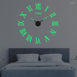 Wall Clocks Creative Large DIY Luminous Clock Living Room Bedroom Acrylic Three-dimensional Study Hanging Art Fashion