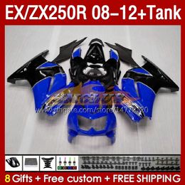 & Tank Injection Fairings For KAWASAKI NINJA ZX250 EX250 R 2008-2012 163No.143 EX ZX 250R EX250R ZX250R 2008 2009 2010 2011 2012 ZX-250R 08 09 10 11 12 Fairing blue glossy blk