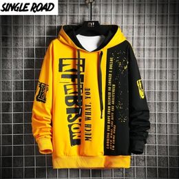 SingleRoad Mens Hoodies Men Autumn Yellow Patchwork Oversized Harajuku Hip Hop Japanese Streetwear Sweatshirt Hoodie Men 201116