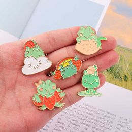 cartoon frog shaped animal badge cute mini metal paint brooch coat backpack pin