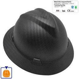 Cycling Helmets Safety Helmet Full Brim Hard Hat Carbon Fiber Construction Work Cap Lightweight High Strength Railway ABS Protective Hard Hat L221014