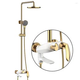 Bathroom Shower Sets Faucet Brass Black Wall Mounted Bathtub Rain Head Square Handheld Slid Bar Mixer Tap Set 877525R