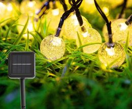 Schnur leichte Solar -LED -Leuchten im Freien Kristall Bubble Ball Globe 8 Modi wasserdichte Lampe f￼r Gartenparty Weihnachtsdekoration