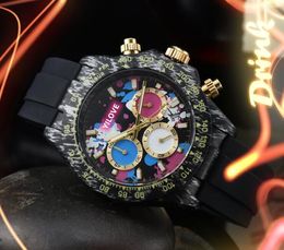 luxury full functional men watches 43mm Quartz Movement Male Time Clock Watch Rubber Belt Marble Flowers Case Retro Popular Wristwatch Gifts