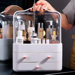 Storage Boxes 3Tier Large Makeup Organizer With Crystal Clear Open Lid Dustproof Portable Cosmetic Countertop Bedroom Drawer