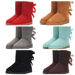 2022 Snow Boots Warm Boot Soft Sheepskin Keep With Card Dustbag Beautiful Gift Hot Sell Winter Aus Half U3280 Two Bow Women