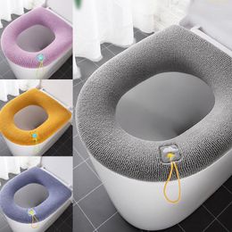 Toilet Seat Covers Four Seasons Cover Mat Bathroom Pad Cushion With Handle Thicker Soft Washable Closestool Warmer Accessories