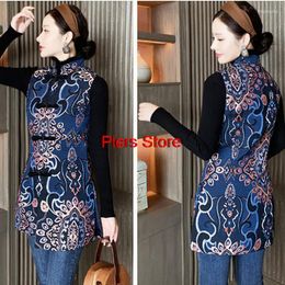 Ethnic Clothing 2022 Chinese Traditional Hanfu Clothes Tang Suit Vest Women Embroidery Flower Sleeveless Cotton Linen Coat