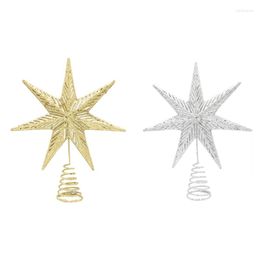 Christmas Decorations Exquisite Iron Tree Glitter Heptagon Star Treetop For Decoration Tabletop Party Ornament