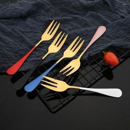 Flatware Sets 6/12Pcs Fruit Forks Mirror Stainless Steel Cake Dessert Colourful Tea Dinnerware Set El Party Restaurant Supplies