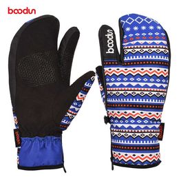 Ski Gloves Boodun Women Winter Waterproof Snowboard Glove Adult Windproof ing Sport Non-Slip Snow Cotton Warm Mittens L221017
