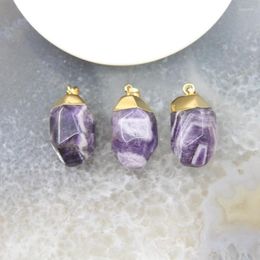 Pendant Necklaces 1pcs Natural Amethysts Nugget Pendants Faceted Polished Purple Crystal Necklace For DIY Gift Jewelry Making Accessories