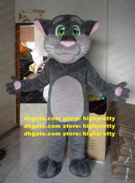 Enjoyable Grey TOM Cat Kitten Mascot Costume Cartoon Character Mascotte Adult Pink Nose Palms Wronged Expression ZZ742 Free Ship