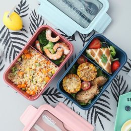 1100ML Portable Plastic Lunch Box Tableware Bento Case Chopsticks Spoons Microwae Heating LeakProof Food Storage Container BY SEA JNB16530
